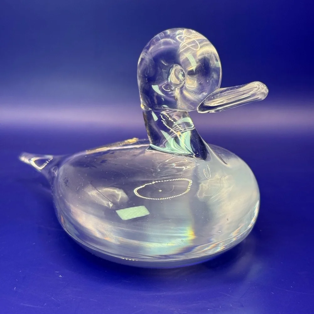 Vintage Chalet Canada Art Glass Duck Clear 6